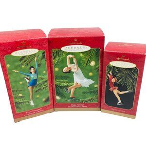 3 Hallmark Keepsake Vintage Ice Skating Ornaments Peggy Fleming Kristi Yamaguchi